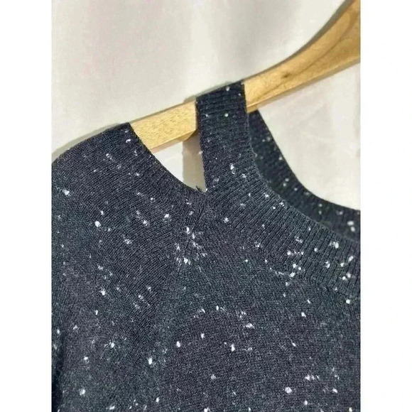 Ann Taylor Loft Gray / Black White Speckle Cutout Neck Sweater Dress Size Large - Picture 5 of 14